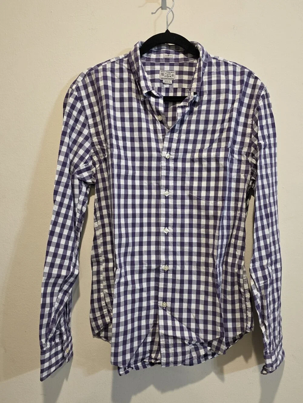 J. Crew Men’s Purple and White Gingham Button-Down Shirt